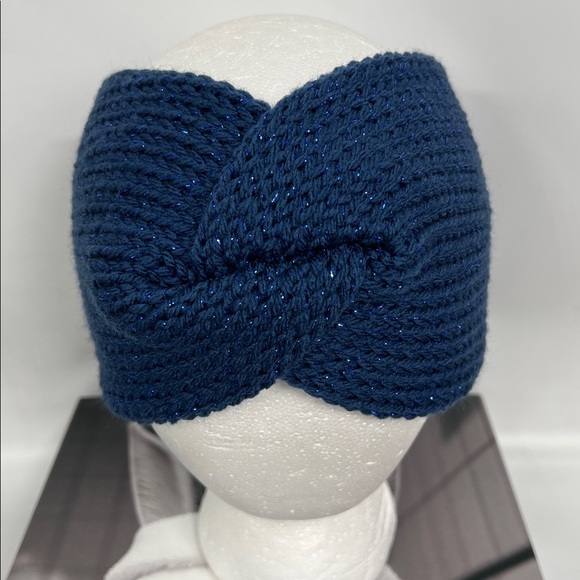 Navy Blue Knitted Headband Ear Warmer - Picture 2 of 3
